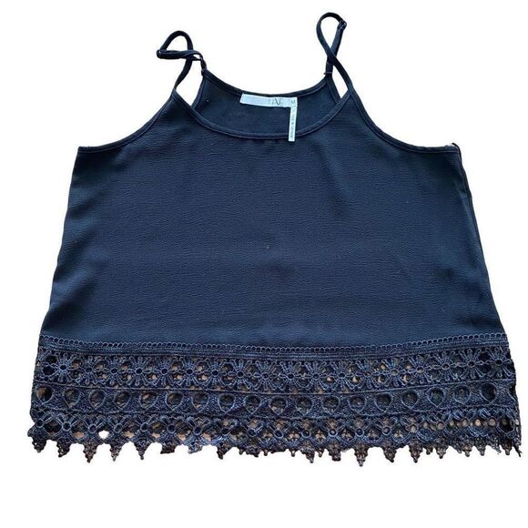 HAVE Black Tank Top Lace Bottom Spaghetti Strap Size Medium - Picture 1 of 11